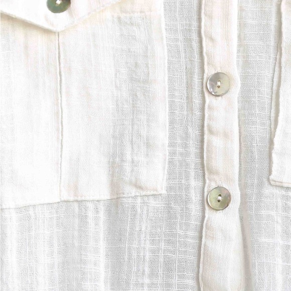 Free People White Lightweight Button Down Shirt - Picture 10 of 14